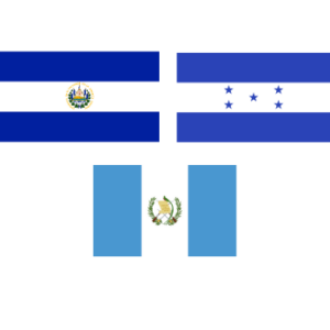 Drapeaux du Honduras, du Salvador, et Guatemala.